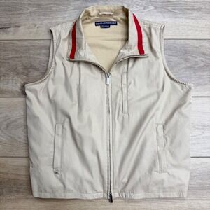 Ralph Lauren Golf Women's Sleeveless Vest Beige Red Trim Full Zip Pockets READ M
